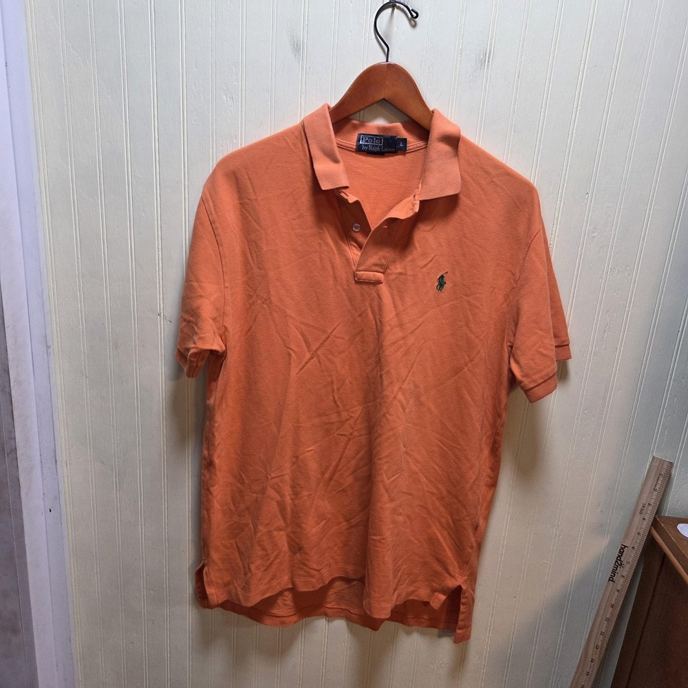 Polo By Ralph Lauren Polo Shirt Mens Large Orange Short Sleeve 100% Cotton